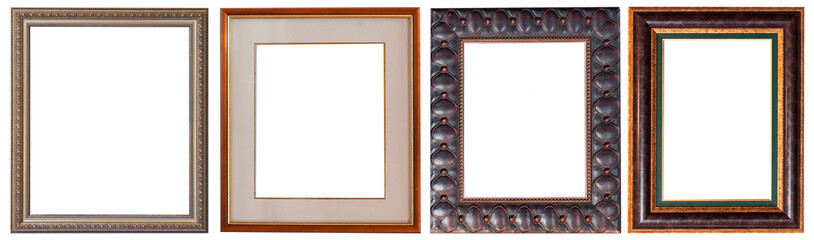 Set of picture frames isolated on white background antique carved gold