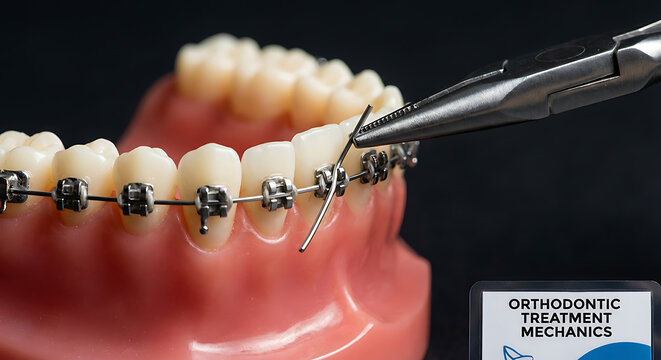  Orthodontic Wire Adjustment Using Pliers on Metal Braces Treatment Mechanics Model