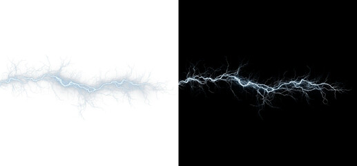 Naklejka premium Glowing Blue Thunder Lightning Isolated on Black