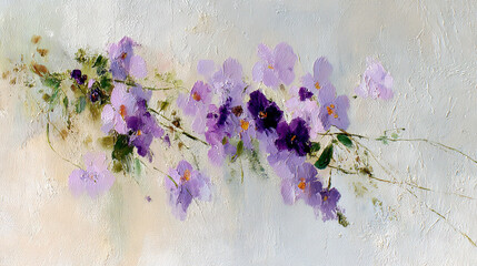 Obraz premium Abstract Oil Painting of Purple Flowers on Textured Background