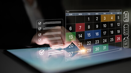 A digital calendar interface for business planning and organization. Used for scheduling events,...