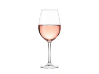A single glass of refreshing pink ros&eacute; wine isolated on a clean white background