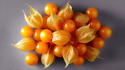 Freshly Picked Citrus Fruits with Dried Koki Sago Pods