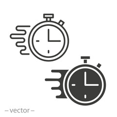 set stopwatch icon, line art illustration, quik time and time limits, speed ​​concept, vector