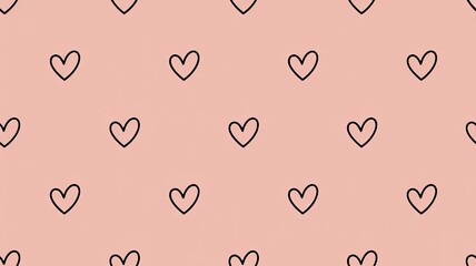 Pattern of hearts on pink background 