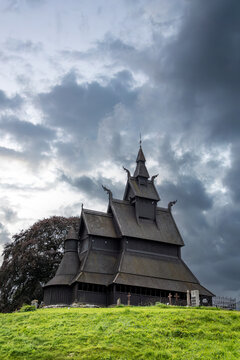 Historical old Hopperstad stave church in Vikoyri