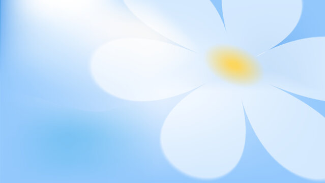 Large white daisy flower with yellow center on a soft light blue background. Gentle springtime illustration suitable for banners, posters, greeting cards, seasonal layouts and floral designs.