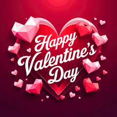 Valentine&rsquo;s Day greeting card illustration with red hearts 