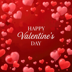 Valentine&rsquo;s Day greeting card illustration with red hearts 