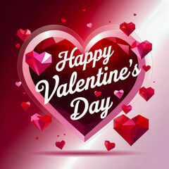 Valentine&rsquo;s Day greeting card illustration with red hearts 