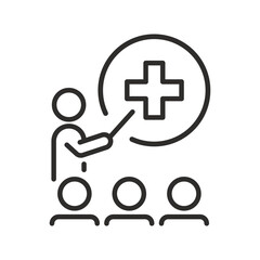 Medical education icon, health training, line vector art