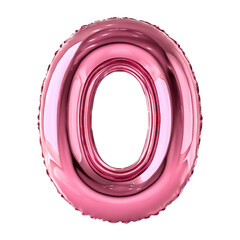 A glossy pink balloon letter O with an inflated metallic finish, smooth rounded edges, and bright reflective highlights, isolated on transparent background