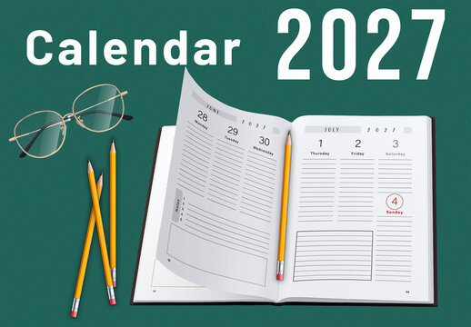 Daily calendar planner for 2027 template        