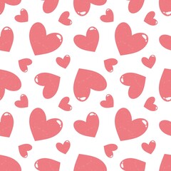 Raster seamless pattern with pink hearts, perfect for Valentine's Day, weddings, romance, print and more