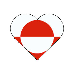 Obraz premium Greenland Flag Heart Shape - Arctic National Symbol and Culture Icon