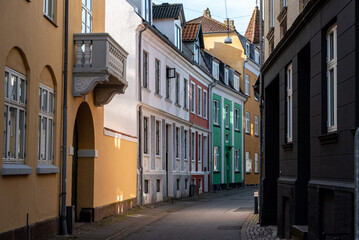 Obraz premium Picturesque Ostergravensgade street in the historic city center of Aalborg