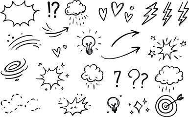 Obraz premium Hand Drawn Line Movement Doodle Elements Set with Motion and Emphasis Effects