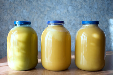 Honey in glass jars