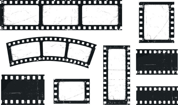 Long Filmstrip Frames Vector Set for Vintage Movie and Photography Projects