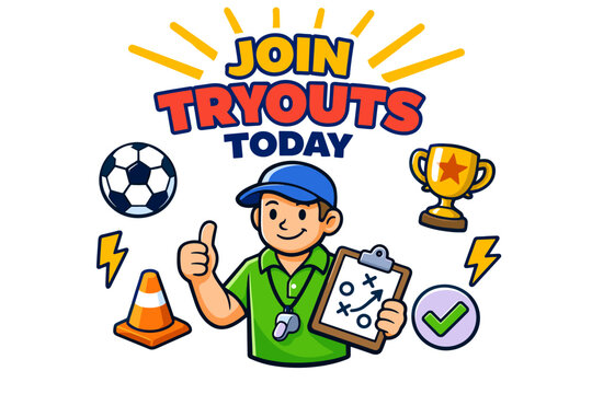 Join tryouts today: sports enthusiasm and team spirit invitation