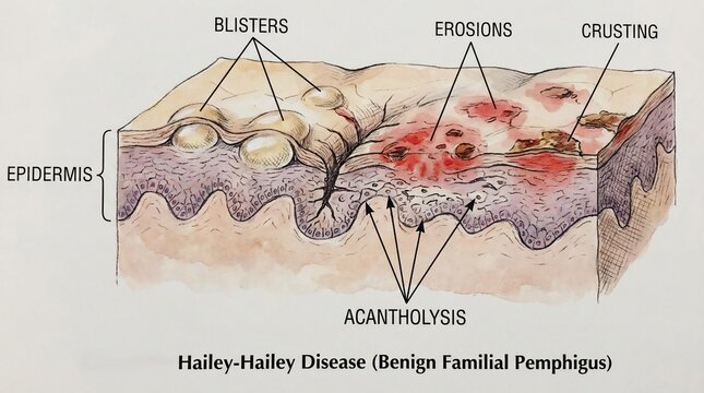 Hailey-Hailey Disease Medical Cross Section Illustration