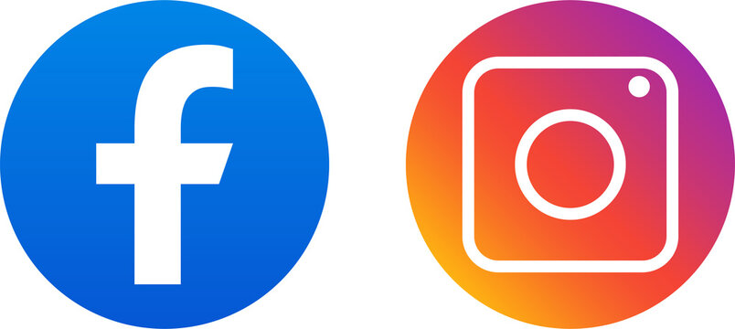 Instagram and Facebook  logos. Editorial icons