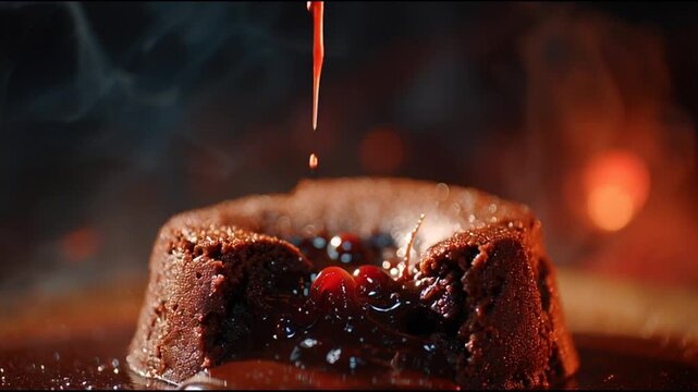 Chocolate Lava Cake Being Served.