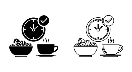 Morning breakfast coffee time clock check