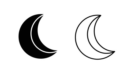 Minimalist crescent moon icons set