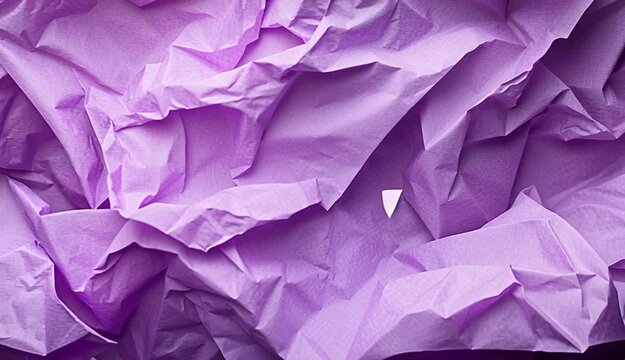 Abstract background of crumpled purple tissue paper with various shades of violet, lavender, and deep purple, wrinkled and folded delicate paper texture creating dimensional surface