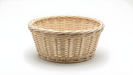 Plain Bread Serving Basket Isolated on White Background Tableware

