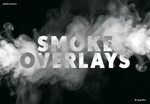 10 White Smoke Texture Overlay Isolated On Black Background