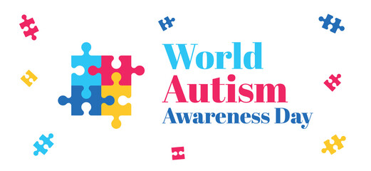 Fototapeta premium World Autism Awareness Day Clean White Puzzle Layout