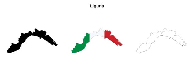 Fototapeten Ligurien Transparent Liguria outline map set  © David Zydd