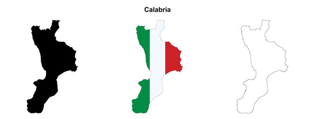 Transparent Calabria outline map set
