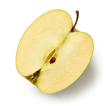 half of fresh apple isolated on white background