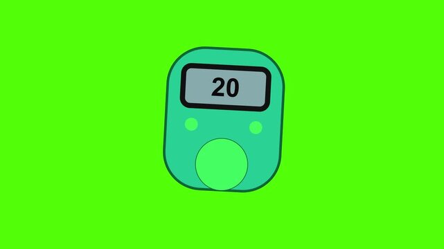 Digital Pedometer: A vibrant, close-up image of a digital pedometer showcases the modern simplicity of health tracking, a visual prompt of active living on a vivid green backdrop.