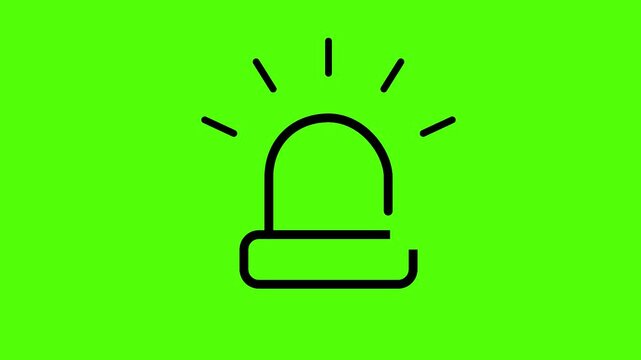 Emergency Alarm Bell Notification Icon Animation On Green Screen Background 
