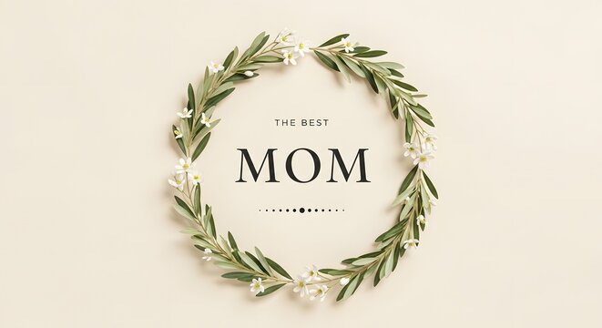 Mother's day greeting card with laurel wreath design
