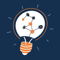 Cartoon vector illustration of hands holding a rainbow, symbolizing hope, unity, and positive energy against dark background