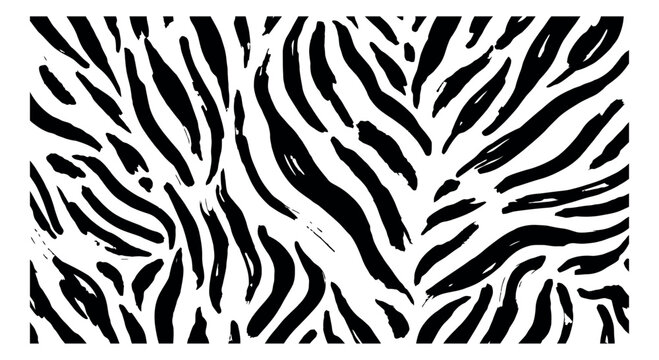 Abstract hand drawn illustration of a zebra print pattern depicting wild animal stripes for modern design
