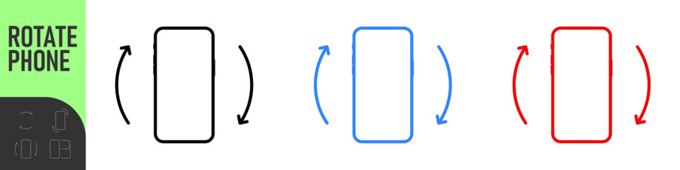 Rotate Mobile phone. Device rotation symbol. Turn your device. Rotate smartphone, icon set vector illustration for web site or mobile app. Color icon set