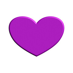 3d purple heart symbol, love icon. 3d vector shiny textured heart icon, love symbol.