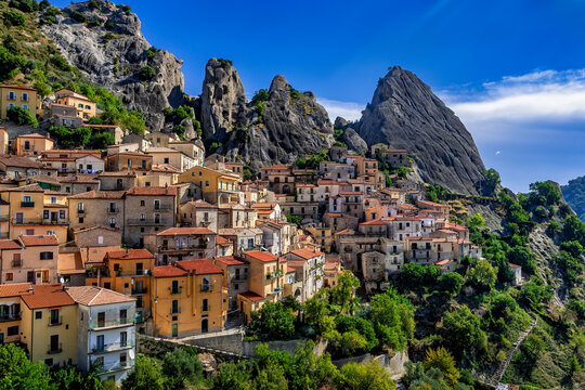 Hill town of Castelmezzano in the Dolomiti Lucane mountains