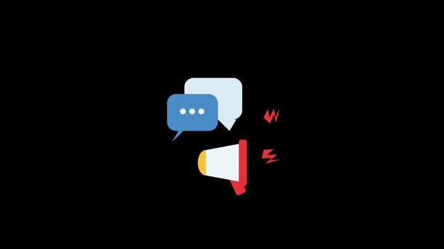 Communication Through Announcement: An illustration depicts speech bubbles and a megaphone, signifying clear communication, information dissemination, and announcement of news.