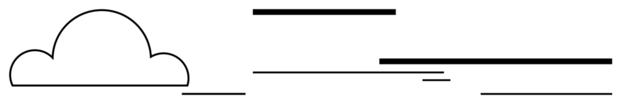 Cloud icon with parallel horizontal lines indicating wind flow and movement. Ideal for weather, speed, motion, energy, freshness, technology, and minimalism concepts. Simple flat metaphor