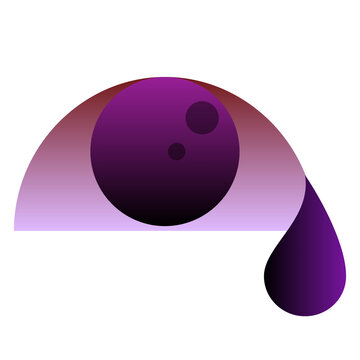 Abstract flat design, purple eyeball with teardrop