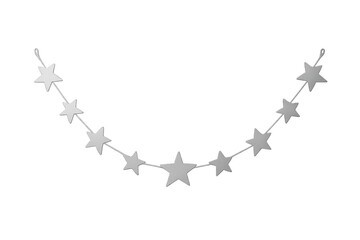 Silver star garland hanging decoration with transparent background