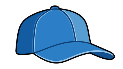 Fototapeta premium Blue Baseball Cap Vector Illustration, Flat Design Style, Casual Headwear Product Template for Graphic Design and Fashion Concepts