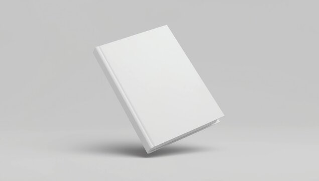 Hard cover book mock up isolated on soft gray background. 3D illustrating
